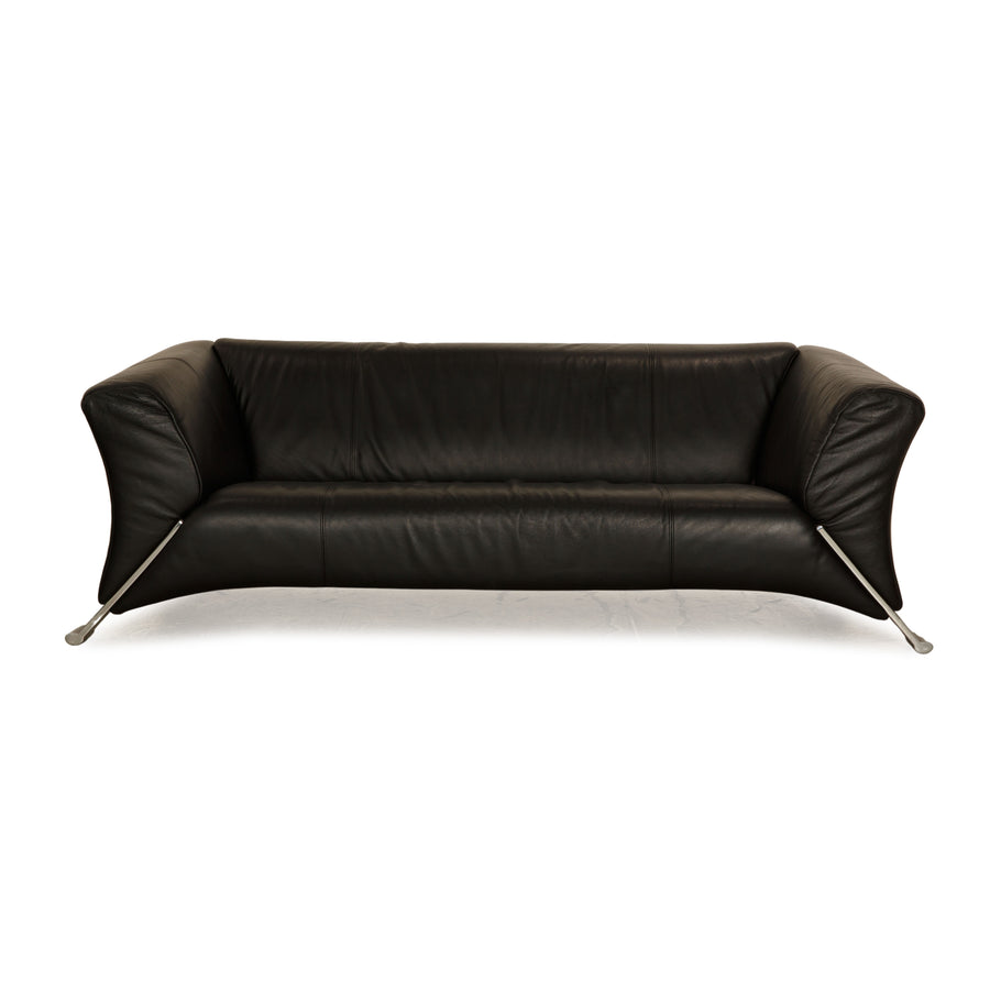 Rolf Benz 322 Leder Dreisitzer Schwarz Sofa Couch