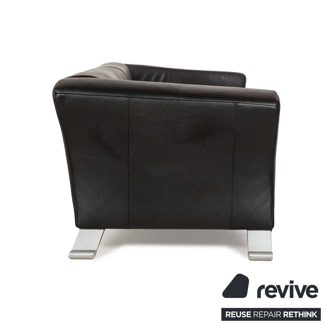 Canapé trois places en cuir noir Rolf Benz 322