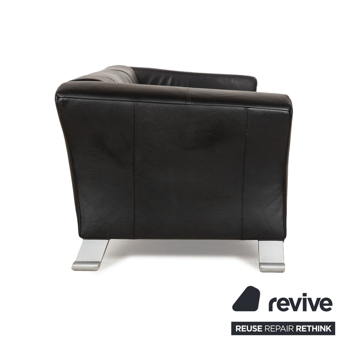 Canapé trois places en cuir noir Rolf Benz 322