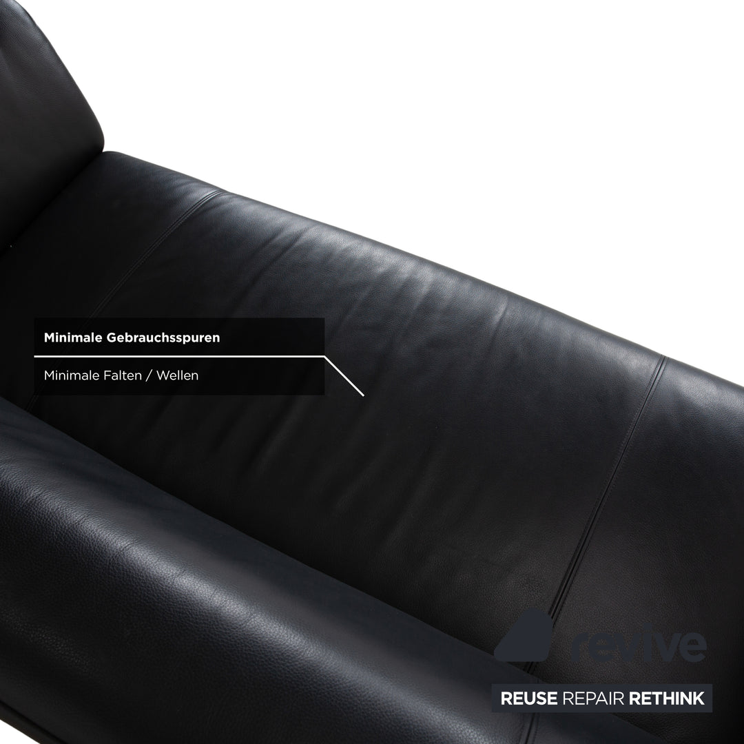 Rolf Benz 322 Leder Dreisitzer Schwarz Sofa Couch