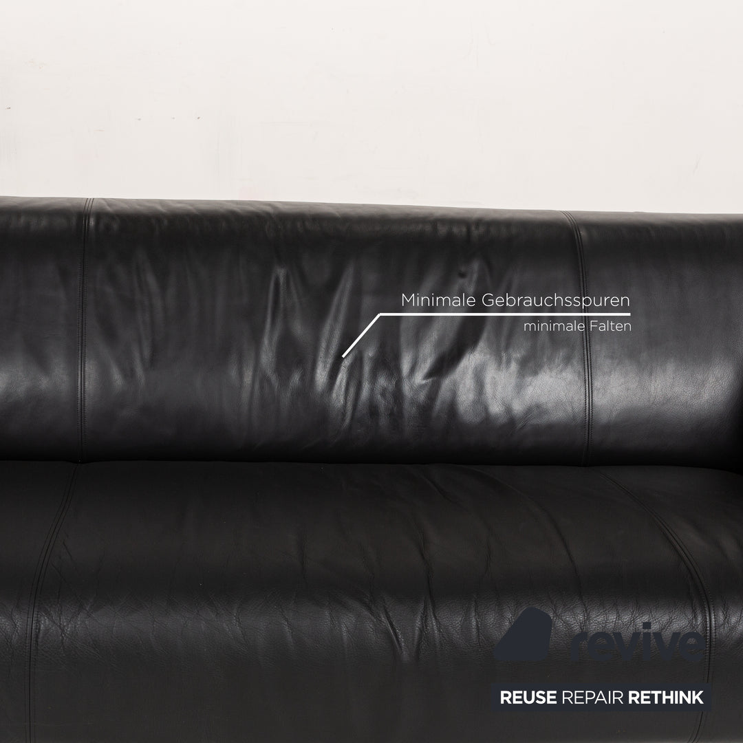 Rolf Benz 322 leather three-seater black sofa couch