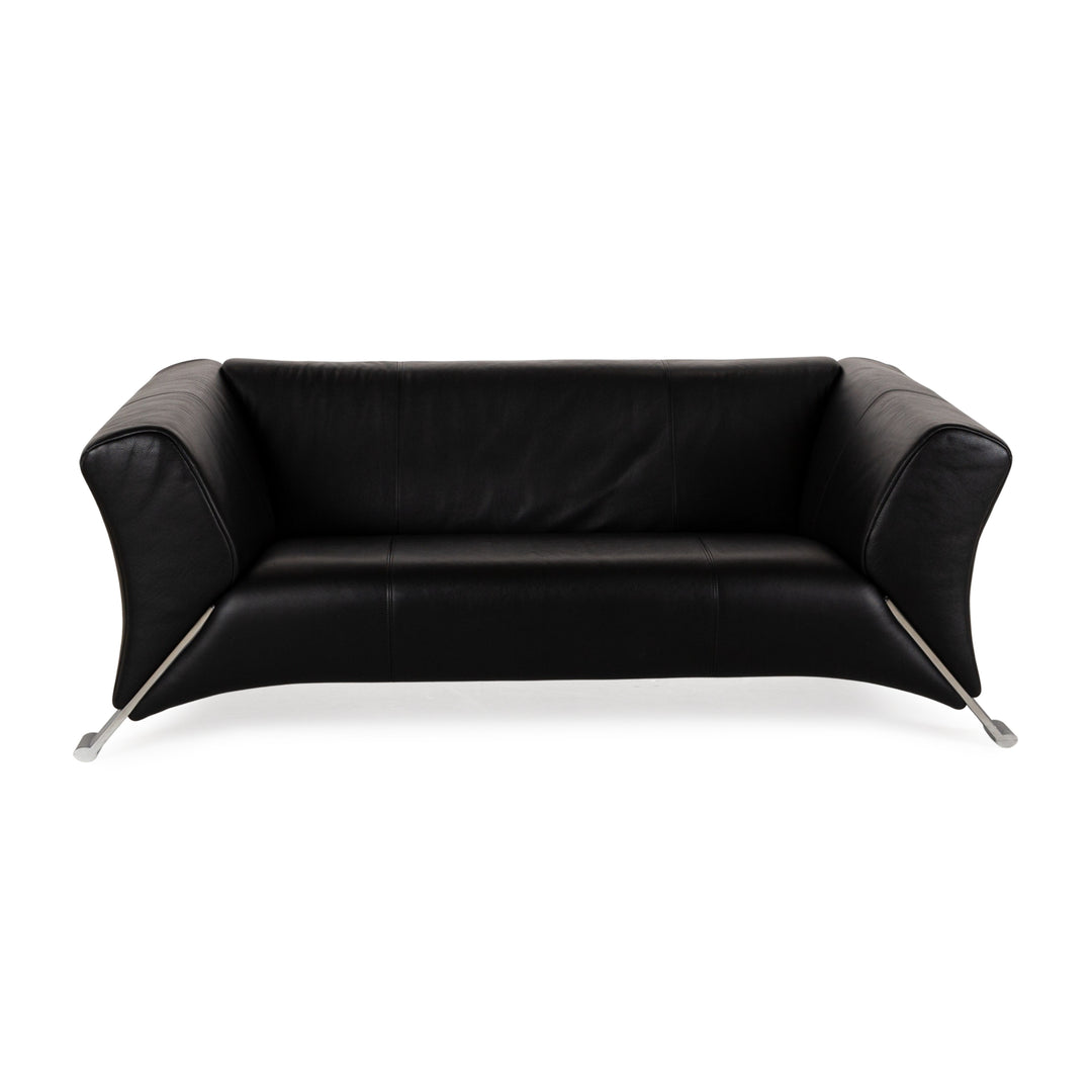 Rolf Benz 322 Leder Zweisitzer Schwarz Sofa Couch