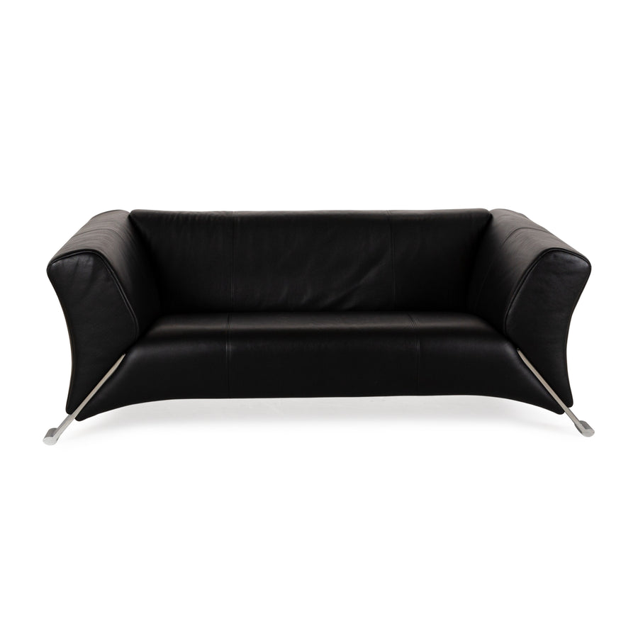 Rolf Benz 322 Leder Zweisitzer Schwarz Sofa Couch