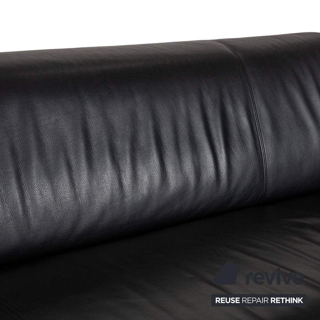 Rolf Benz 322 Leder Dreisitzer Schwarz Sofa Couch