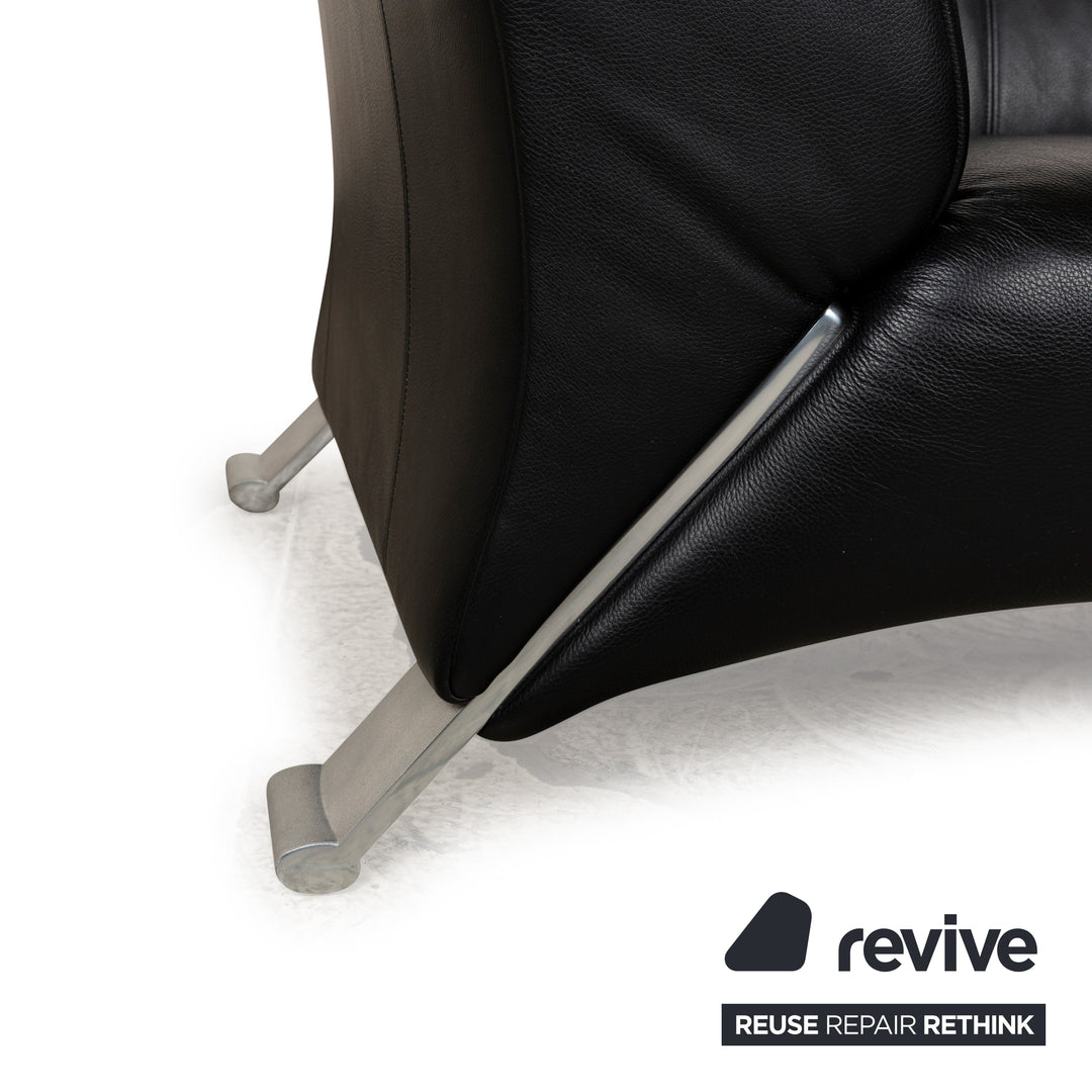 Rolf Benz 322 leather three-seater black sofa couch