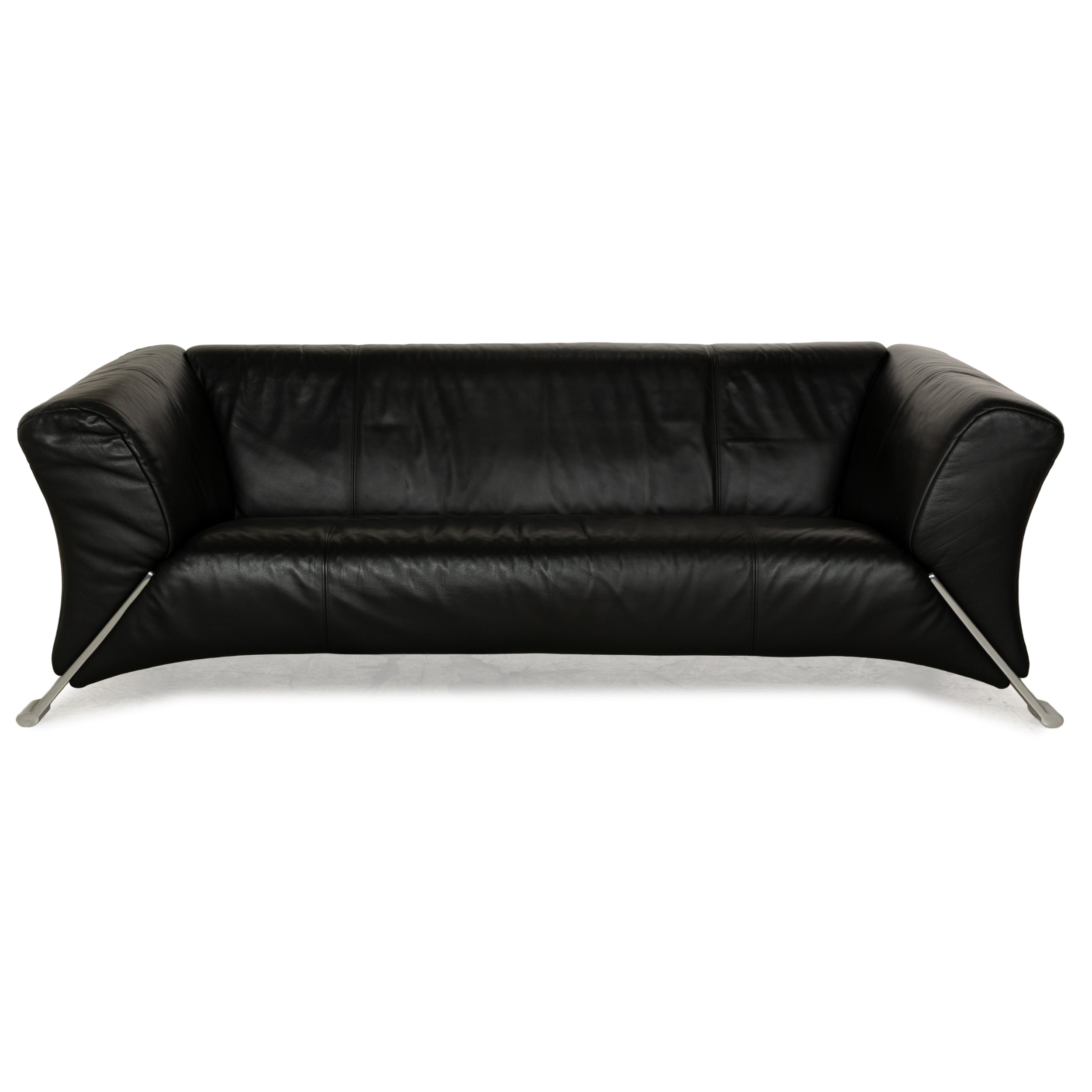 Canapé trois places en cuir noir Rolf Benz 322