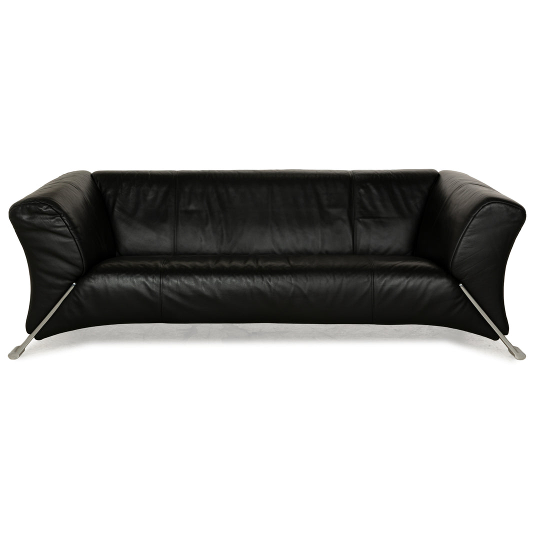 Rolf Benz 322 Leder Dreisitzer Schwarz Sofa Couch