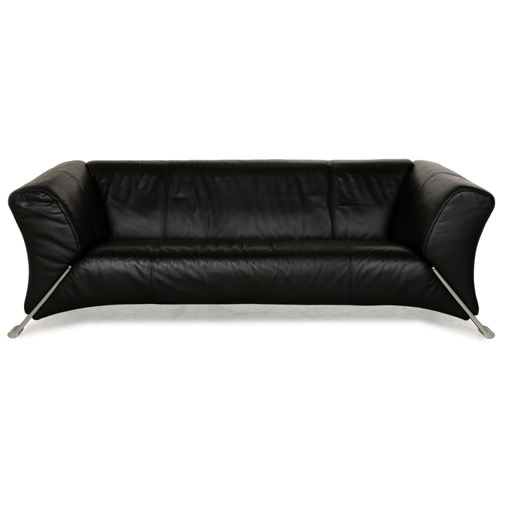 Rolf Benz 322 Leder Dreisitzer Schwarz Sofa Couch