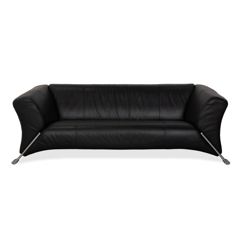 Rolf Benz 322 Leder Dreisitzer Schwarz Sofa Couch
