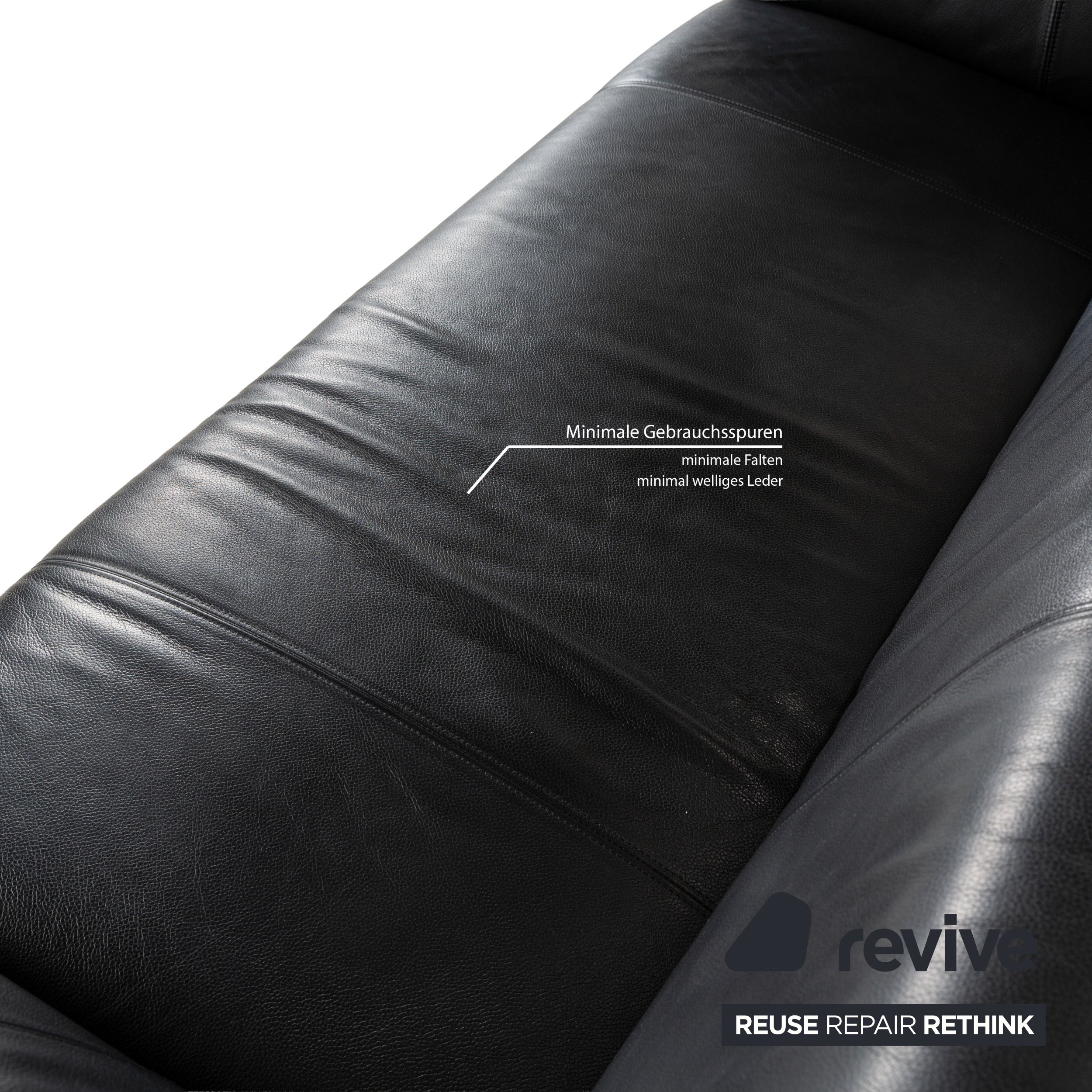 Rolf Benz 322 Leder Dreisitzer Schwarz Sofa Couch