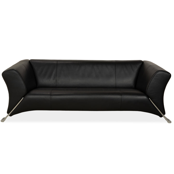 Rolf Benz 322 Leder Dreisitzer Schwarz Sofa Couch