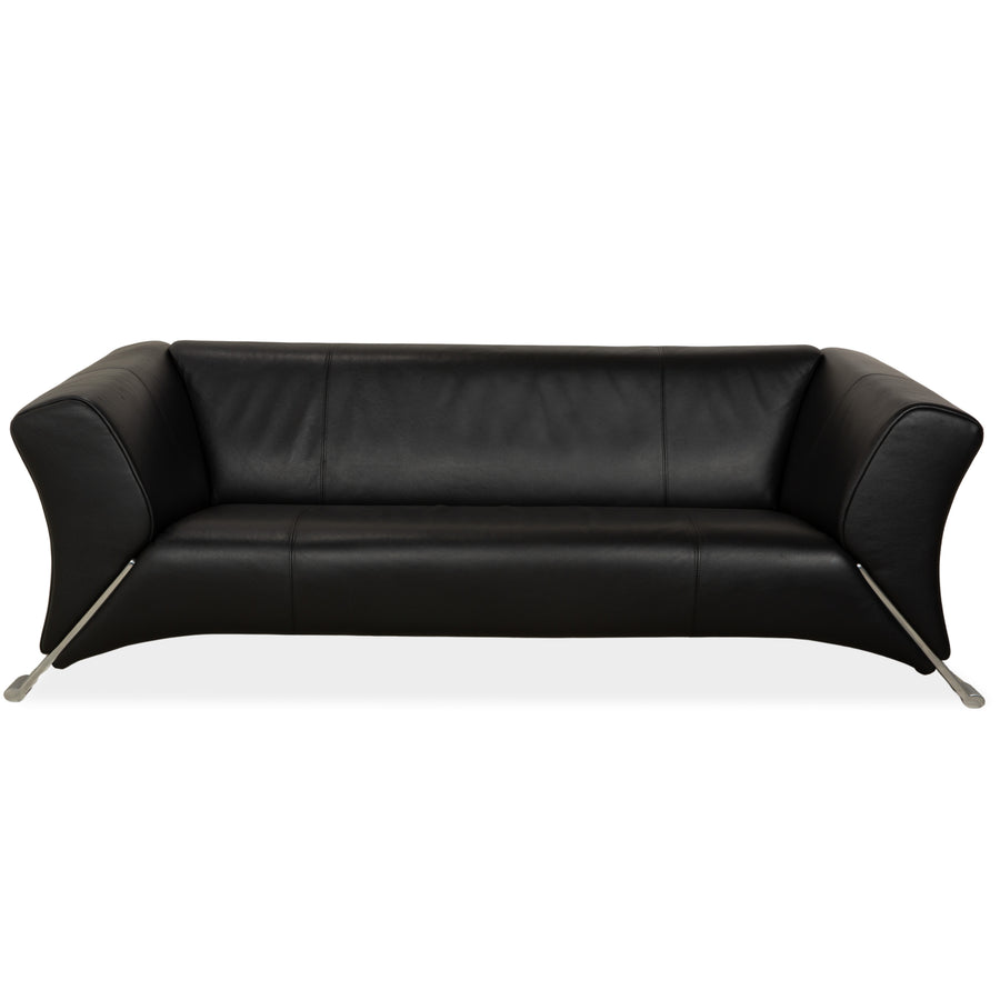 Rolf Benz 322 Leder Dreisitzer Schwarz Sofa Couch