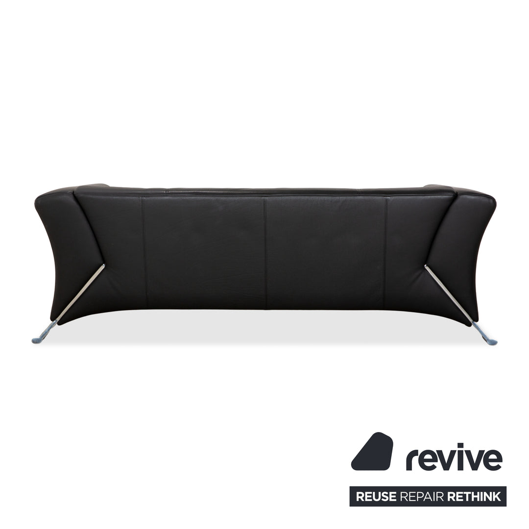 Canapé trois places en cuir noir Rolf Benz 322