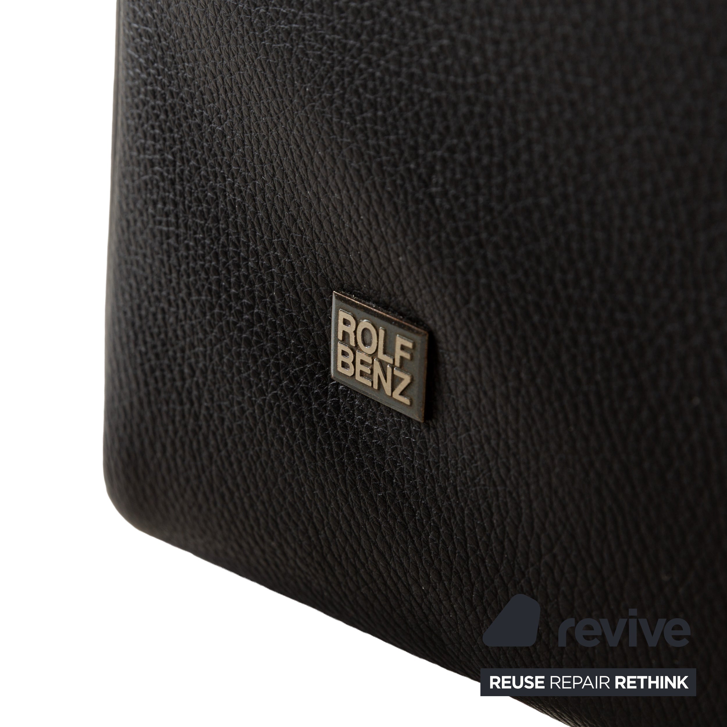 Canapé trois places en cuir noir Rolf Benz 322