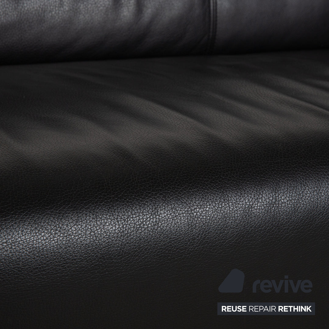 Rolf Benz 322 Leder Dreisitzer Schwarz Sofa Couch