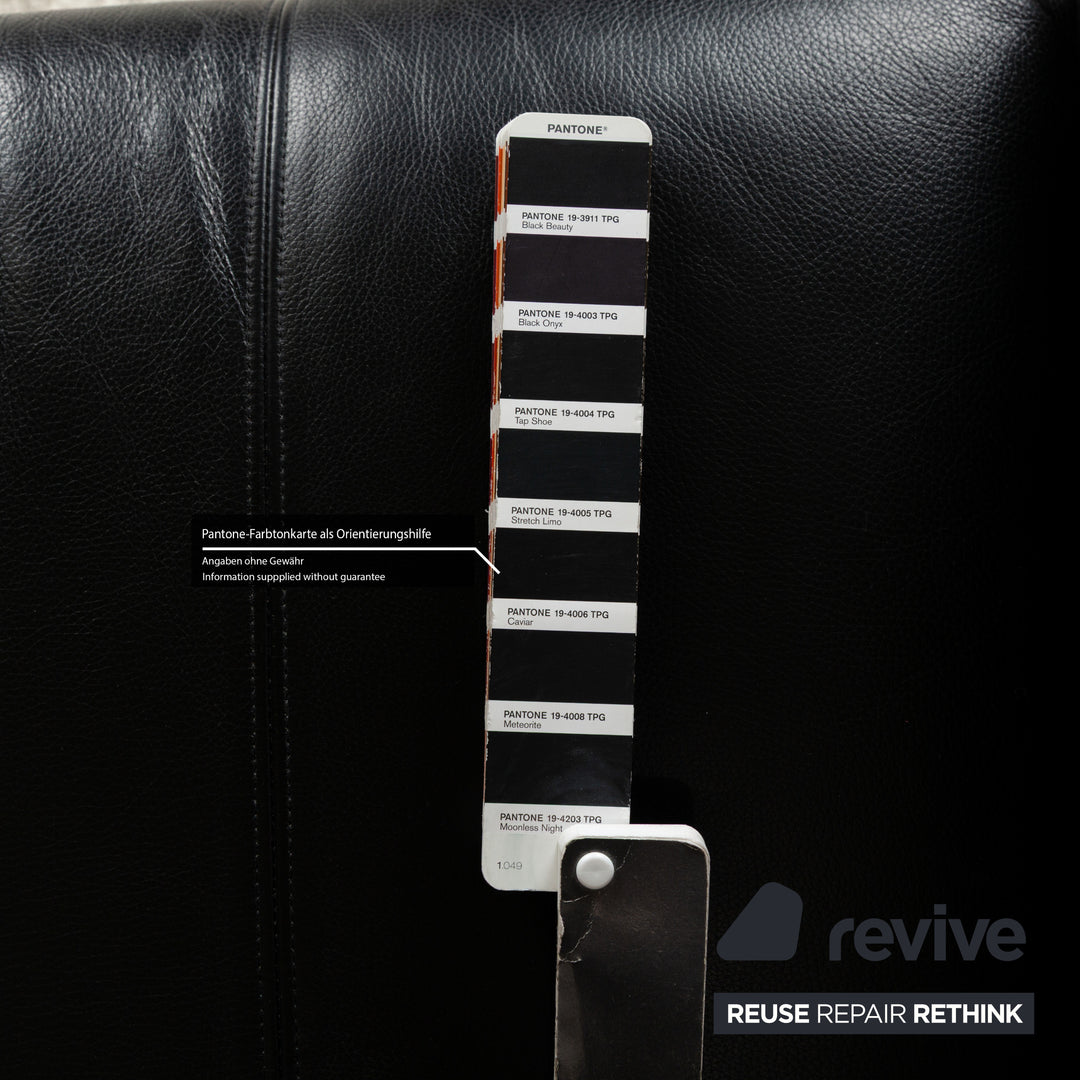 Rolf Benz 322 leather three-seater black sofa couch