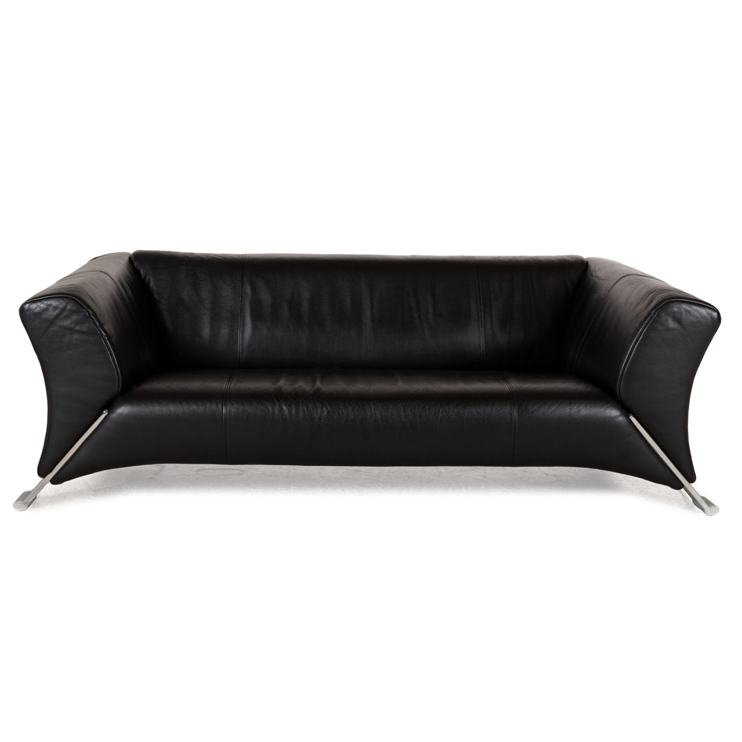Rolf Benz 322 Leder Dreisitzer Schwarz Sofa Couch
