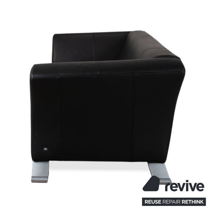 Rolf Benz 322 Leder Dreisitzer Schwarz Sofa Couch