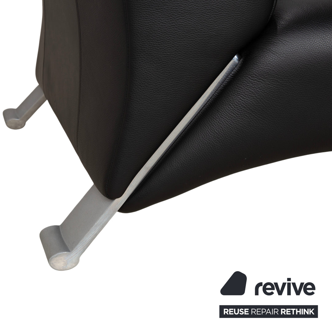 Rolf Benz 322 Leder Dreisitzer Schwarz Sofa Couch