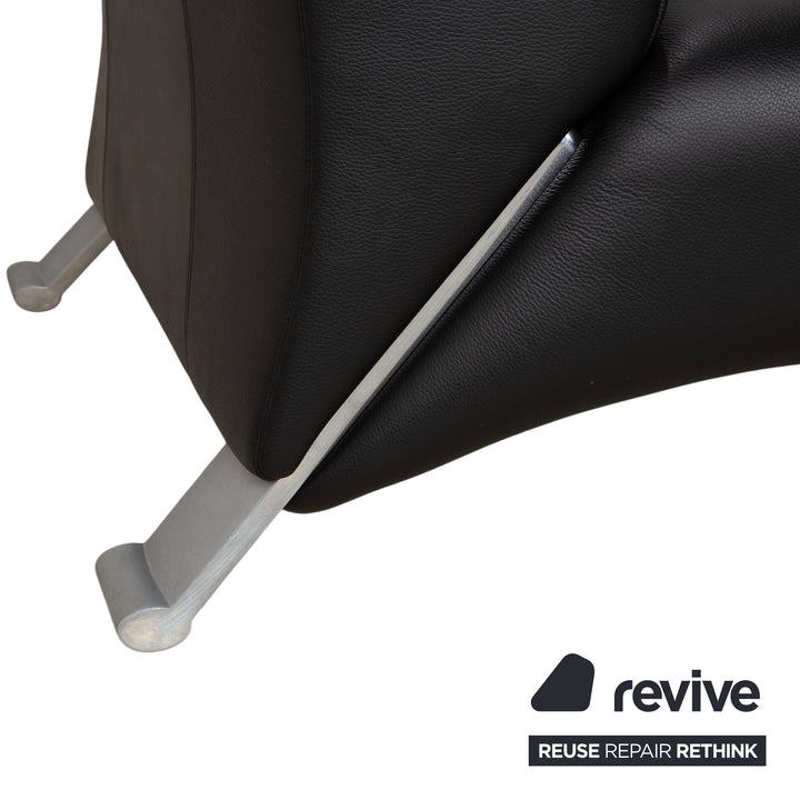 Rolf Benz 322 Leder Dreisitzer Schwarz Sofa Couch