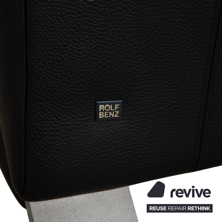 Rolf Benz 322 Leather Three-Seater Black Sofa Couch