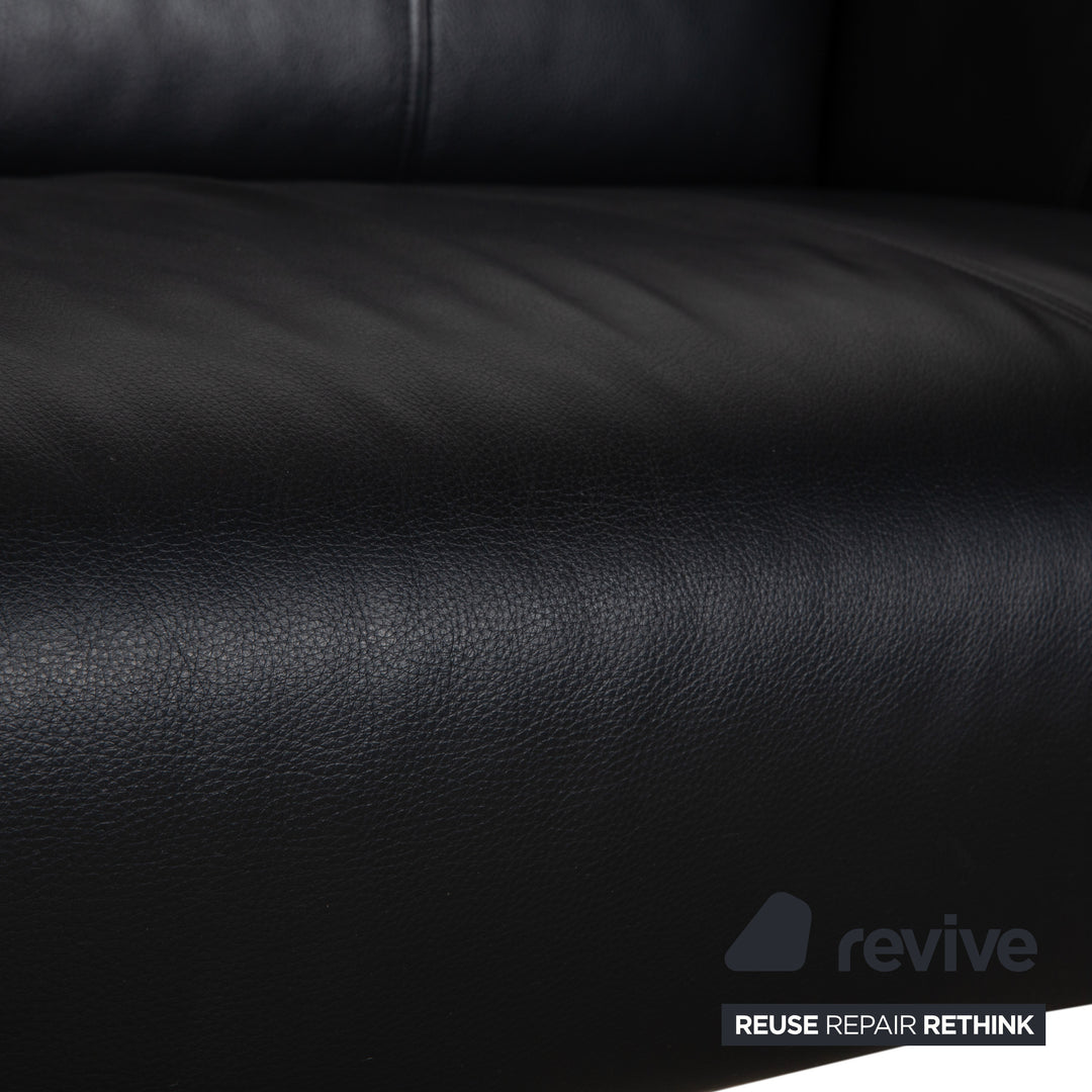 Rolf Benz 322 Leder Dreisitzer Schwarz Sofa Couch