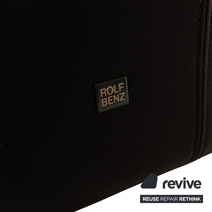 Canapé trois places en cuir noir Rolf Benz 322