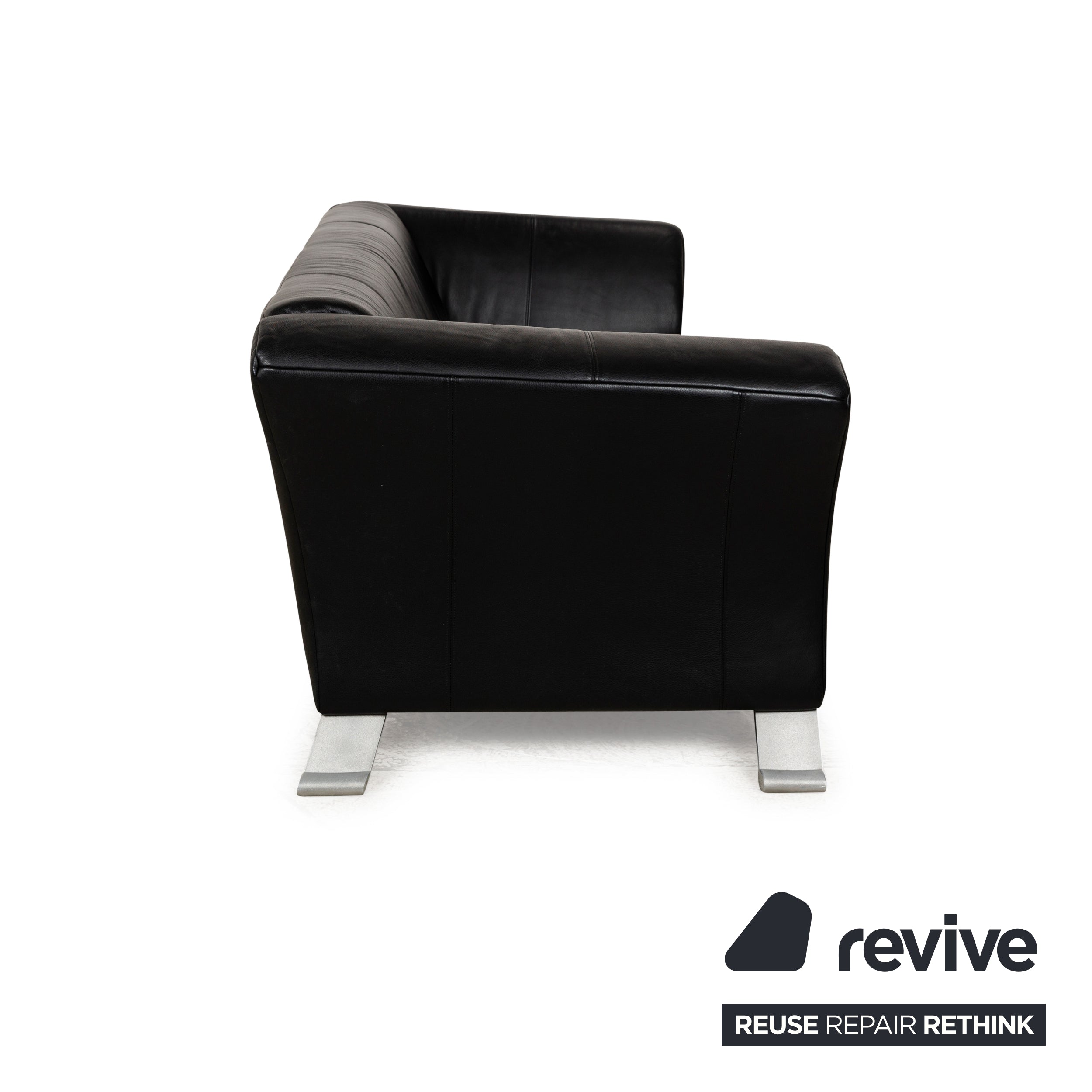 Canapé trois places en cuir noir Rolf Benz 322