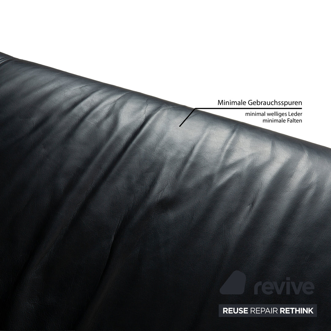 Rolf Benz 322 leather three-seater black sofa couch