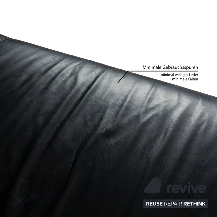 Rolf Benz 322 leather three-seater black sofa couch