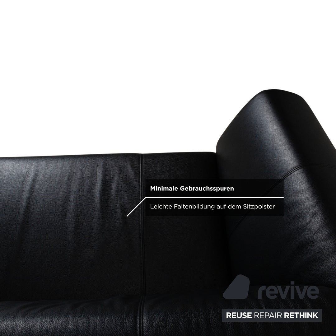 Rolf Benz 322 Leder Dreisitzer Schwarz Sofa Couch