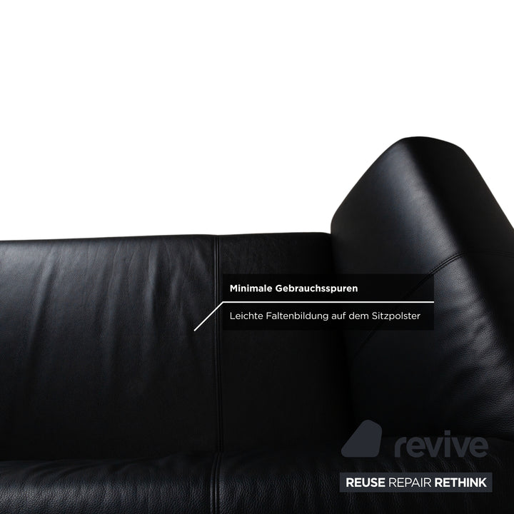 Rolf Benz 322 Leder Dreisitzer Schwarz Sofa Couch