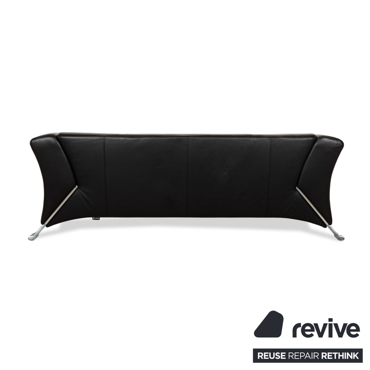 Canapé trois places en cuir noir Rolf Benz 322