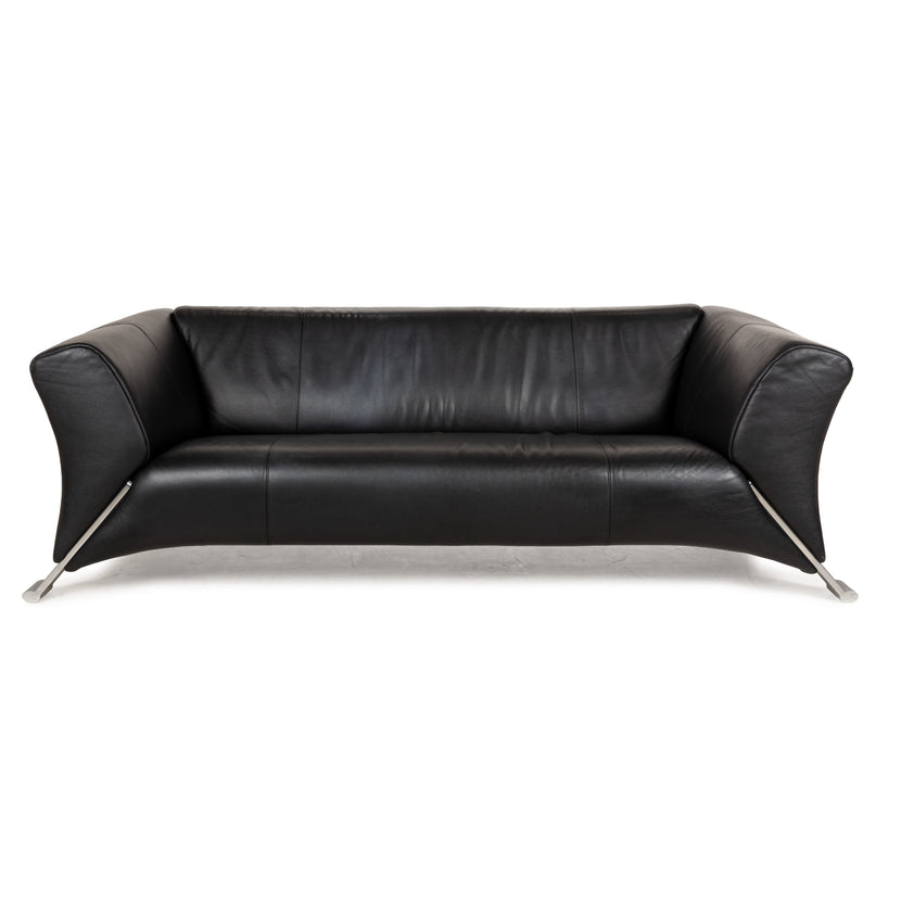 Rolf Benz 322 Leder Dreisitzer Schwarz Sofa Couch