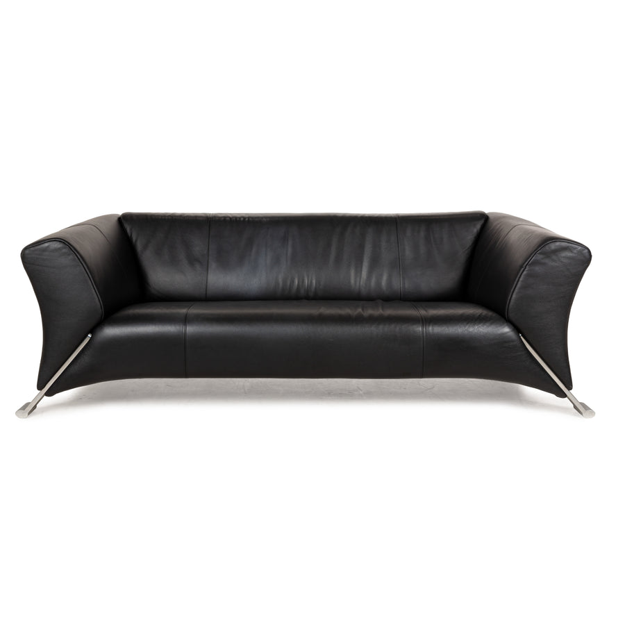 Rolf Benz 322 Leder Dreisitzer Schwarz Sofa Couch