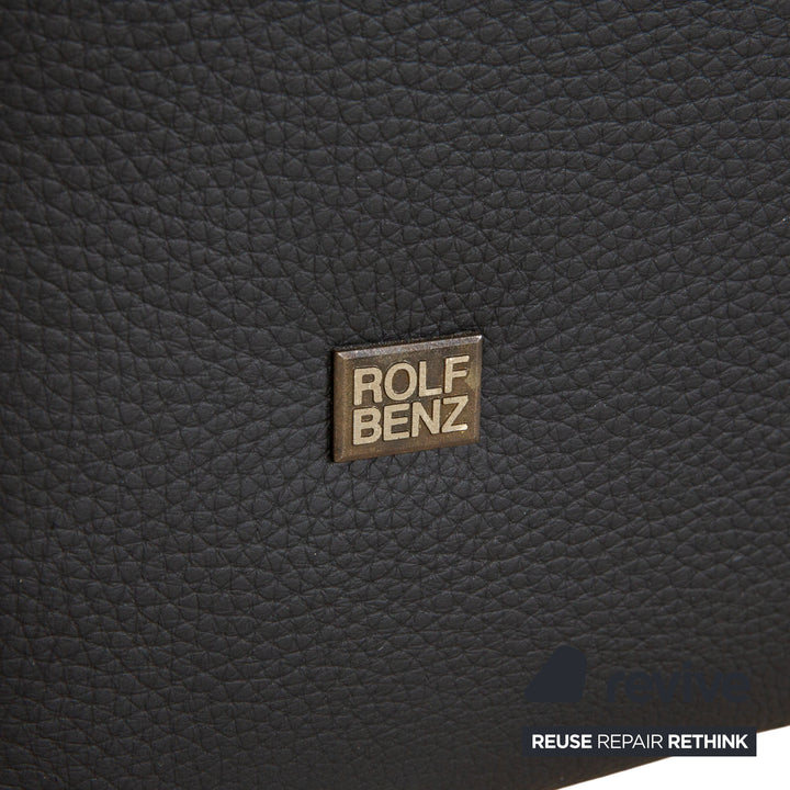 Canapé trois places en cuir noir Rolf Benz 322