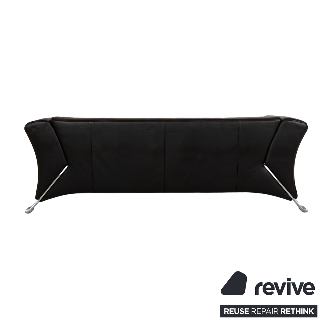 Rolf Benz 322 leather three-seater black sofa couch