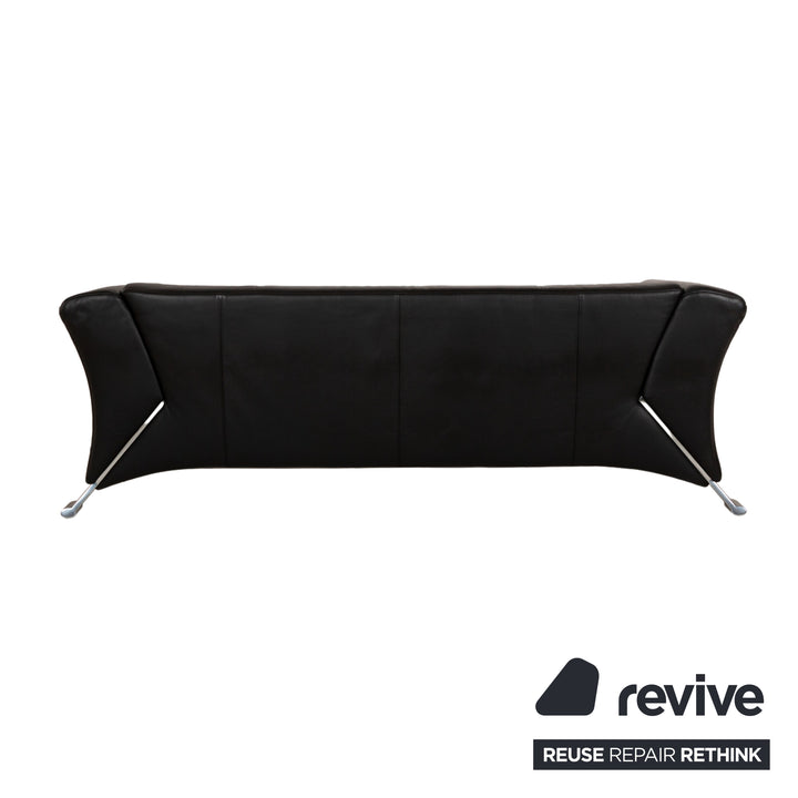 Rolf Benz 322 leather three-seater black sofa couch