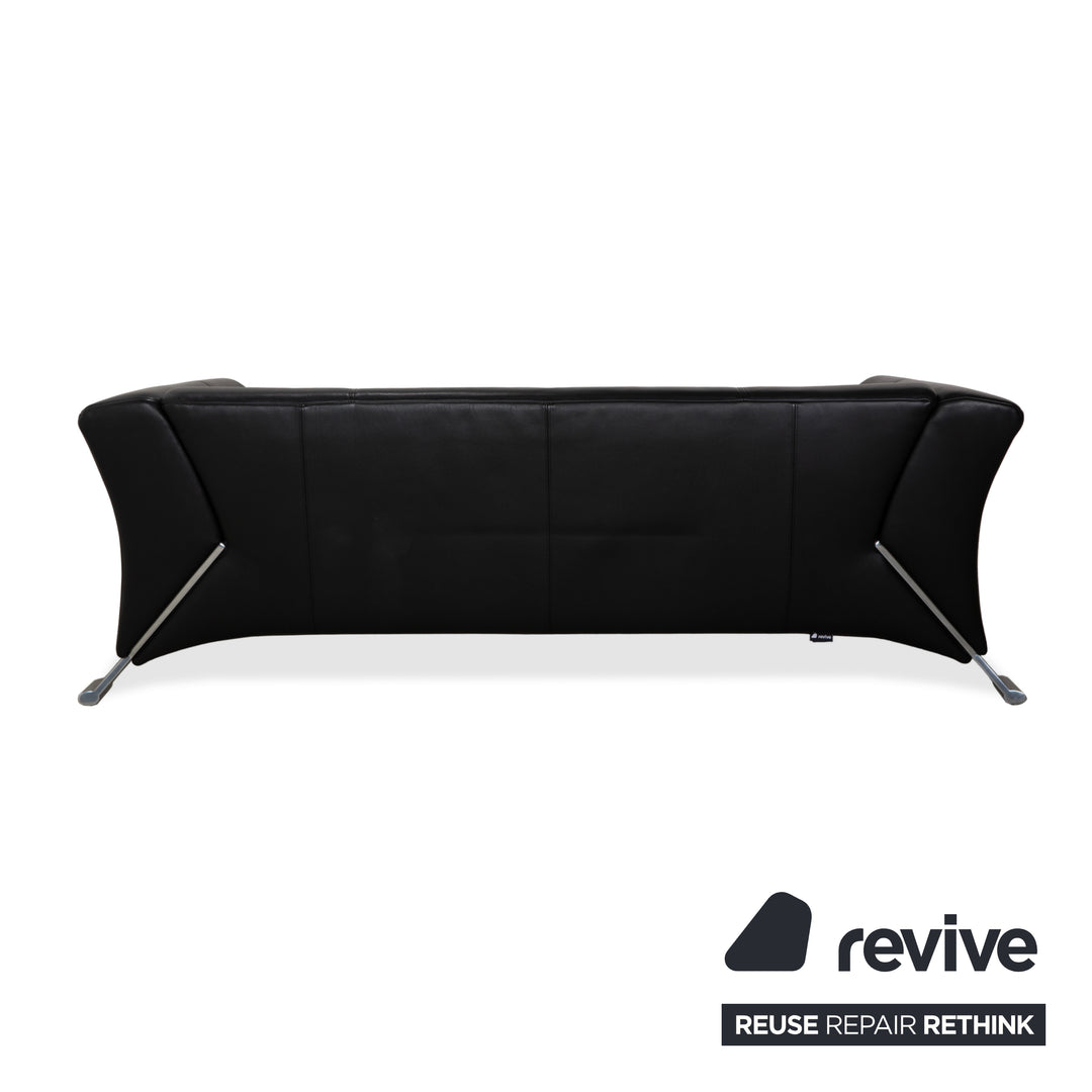 Rolf Benz 322 Leder Dreisitzer Schwarz Sofa Couch