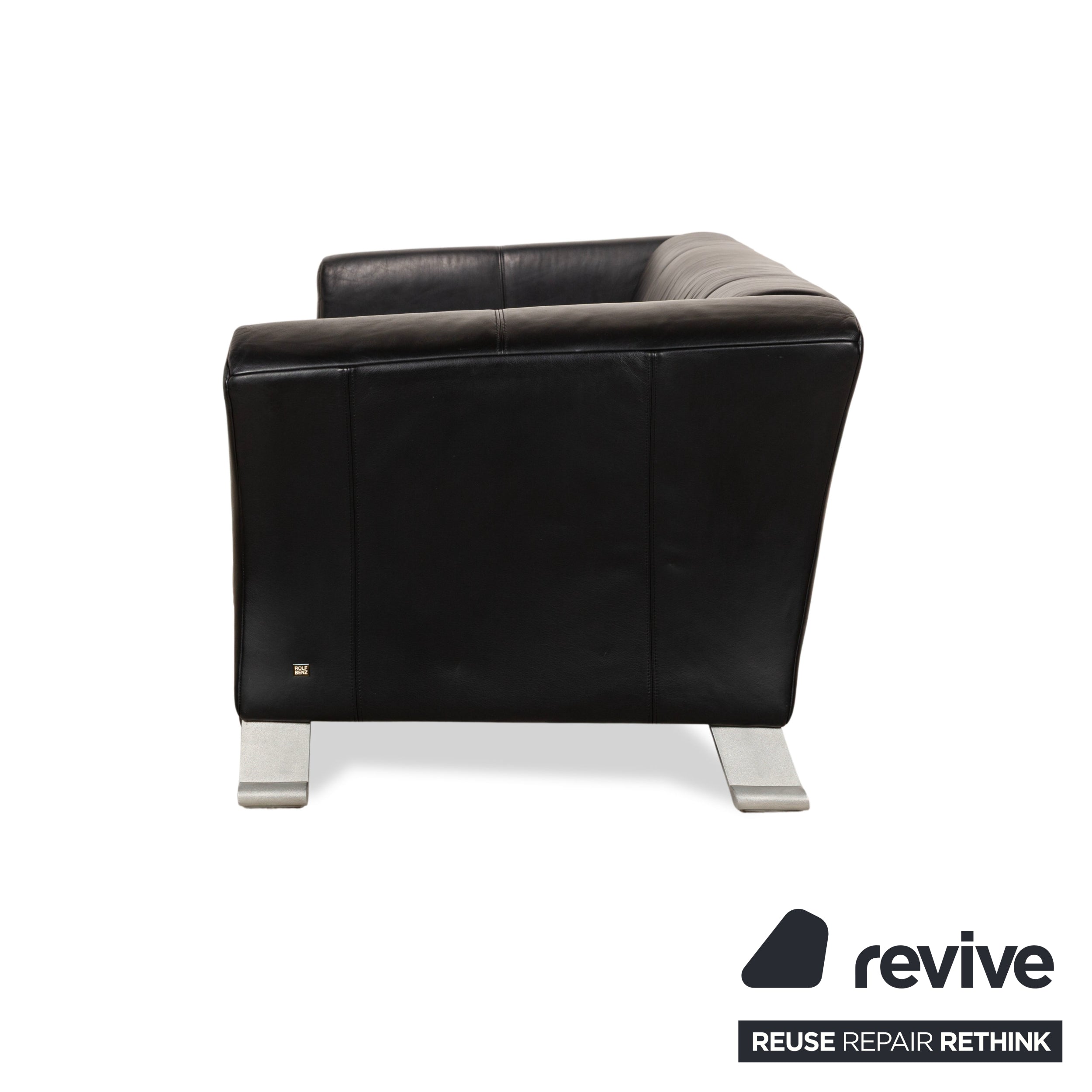 Canapé trois places en cuir noir Rolf Benz 322