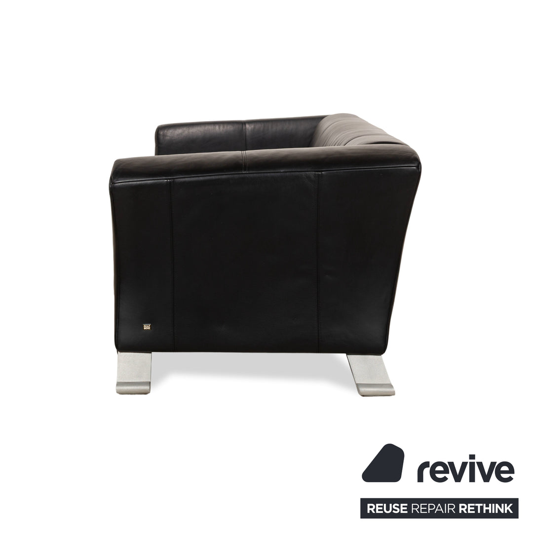 Rolf Benz 322 Leder Dreisitzer Schwarz Sofa Couch