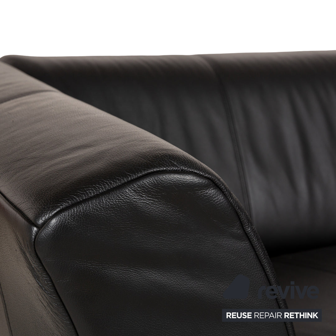 Rolf Benz 322 leather three-seater black sofa couch