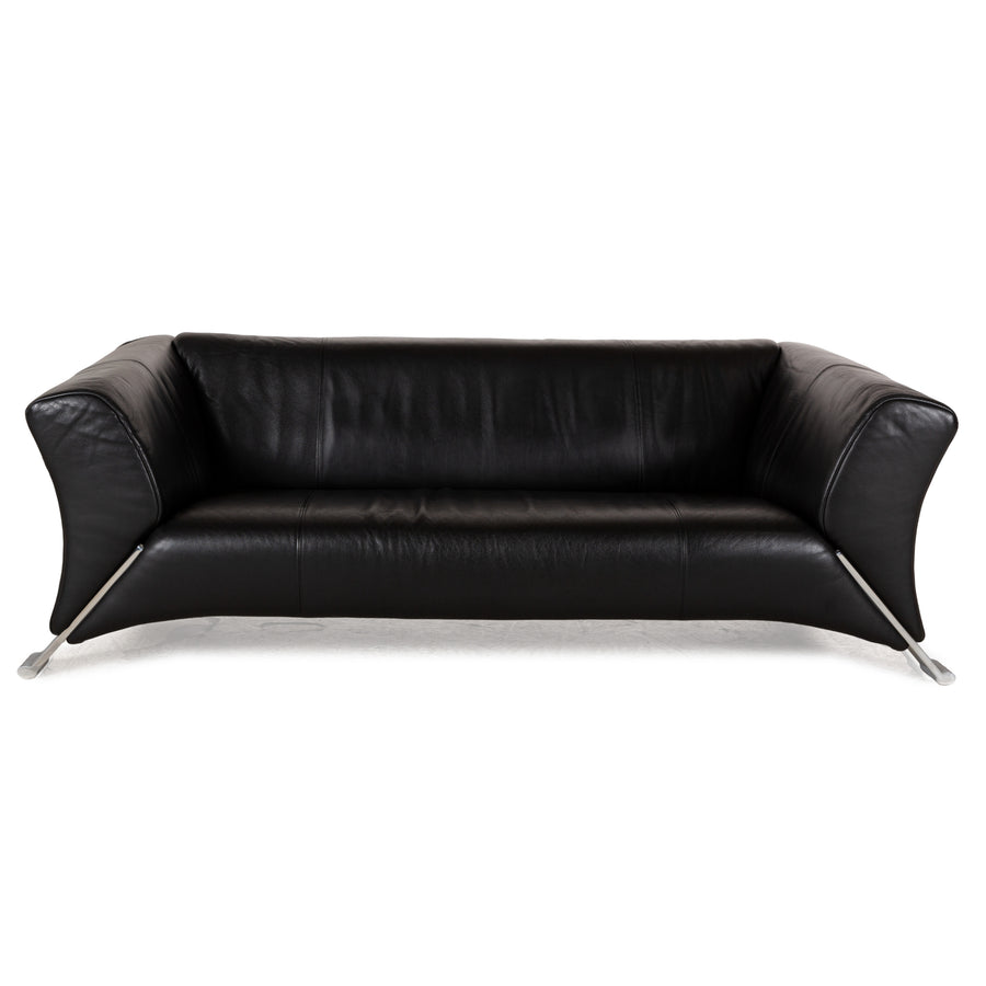 Rolf Benz 322 Leder Dreisitzer Schwarz Sofa Couch