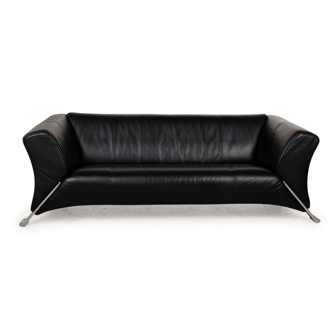 Rolf Benz 322 Leder Dreisitzer Schwarz Sofa Couch