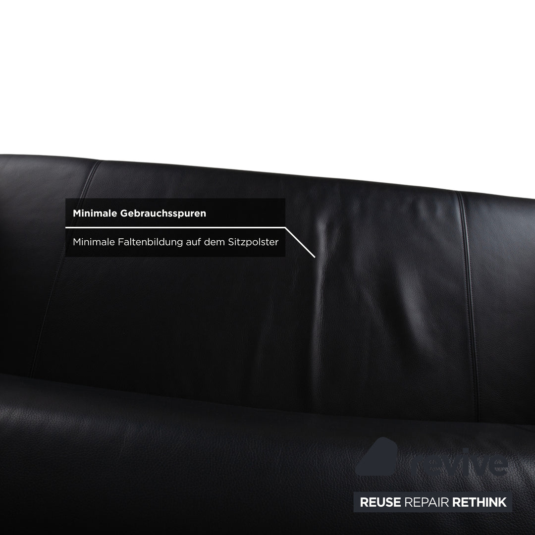 Rolf Benz 322 Leder Dreisitzer Schwarz Sofa Couch