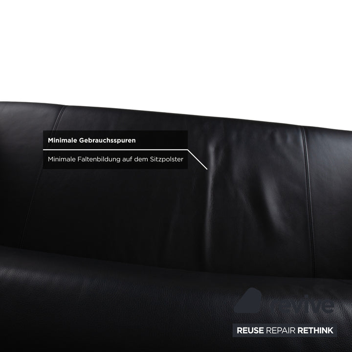 Rolf Benz 322 Leder Dreisitzer Schwarz Sofa Couch
