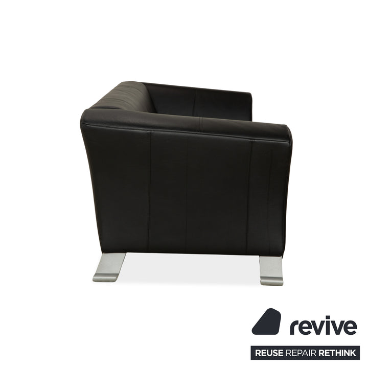 Rolf Benz 322 Leder Dreisitzer Schwarz Sofa Couch