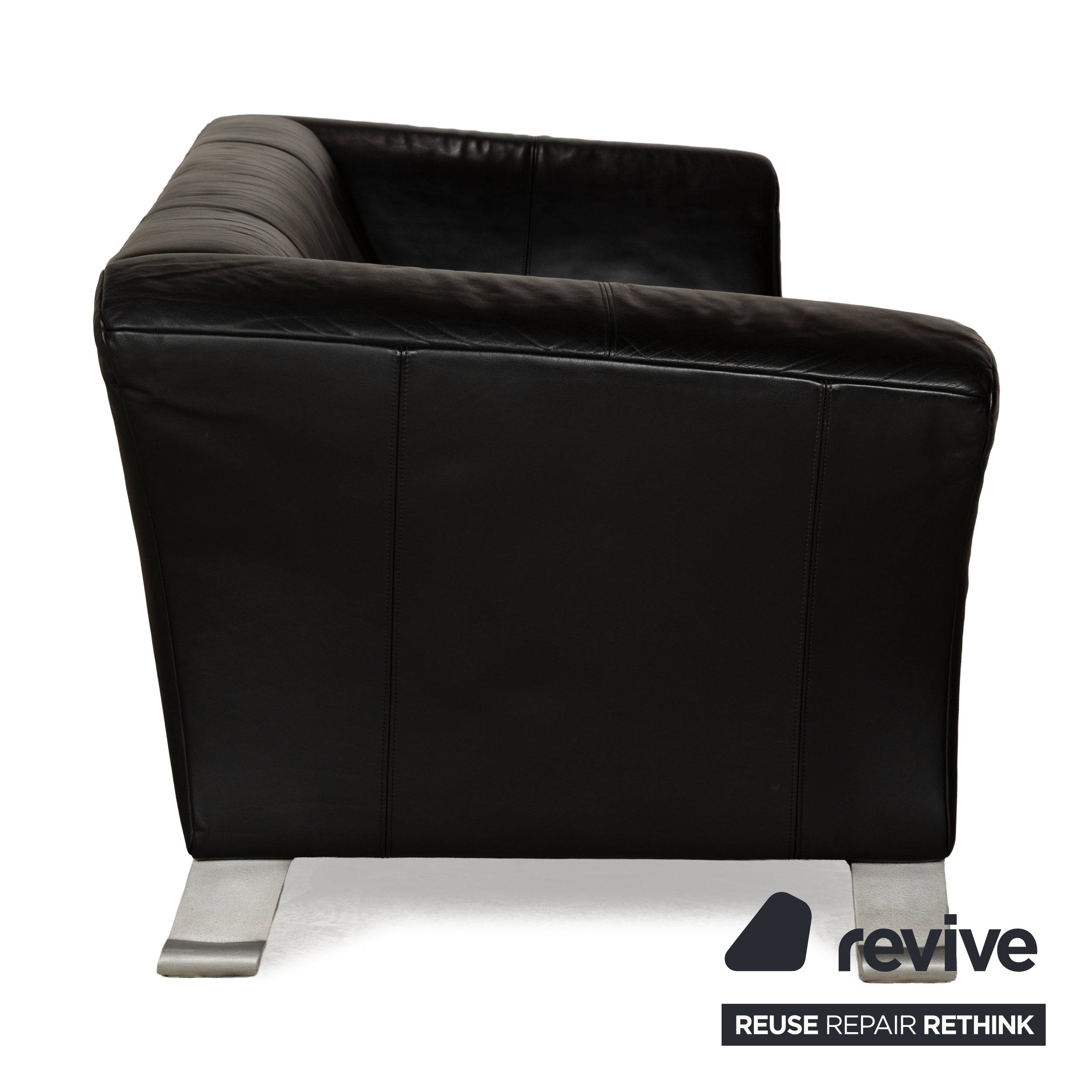 Canapé trois places en cuir noir Rolf Benz 322