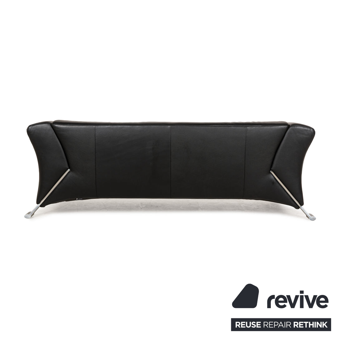 Canapé trois places en cuir noir Rolf Benz 322