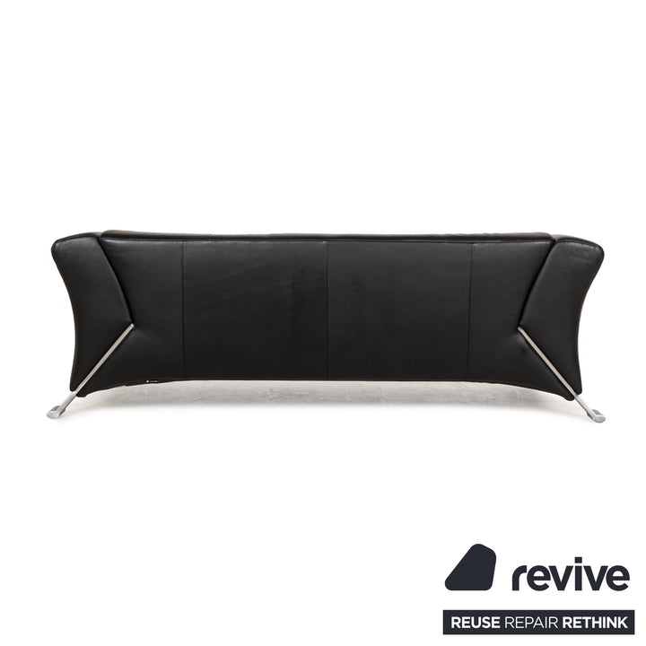 Canapé trois places en cuir noir Rolf Benz 322